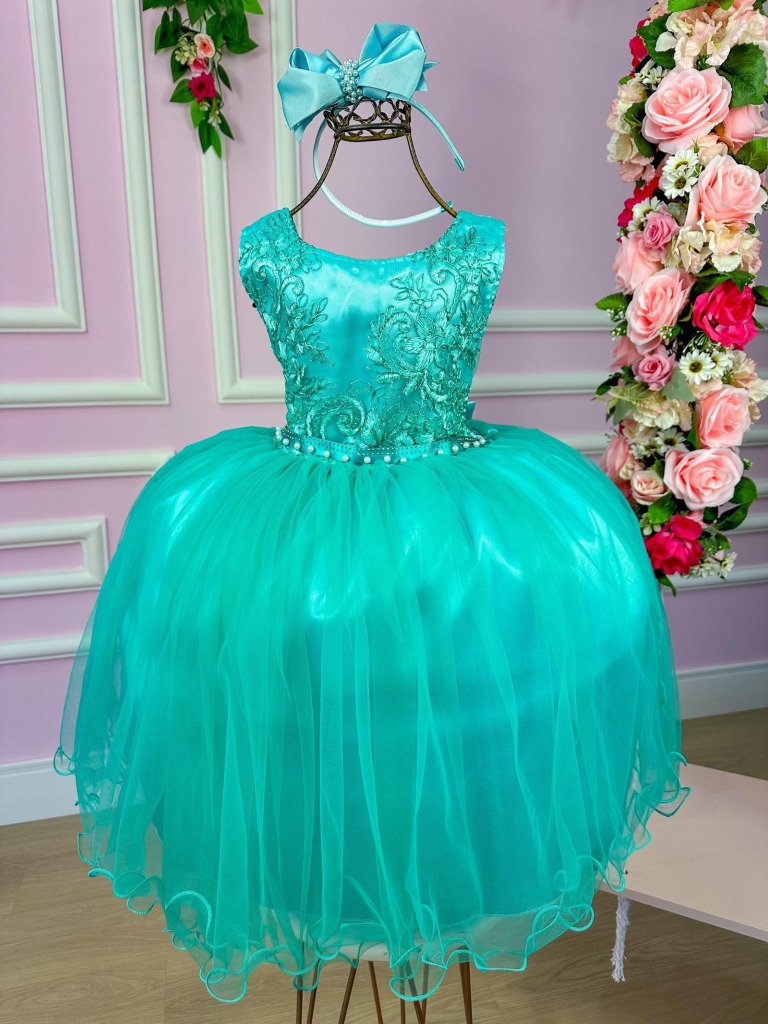 Vestido Infantil Enjoy Juvenil Helena Verde Tiffany