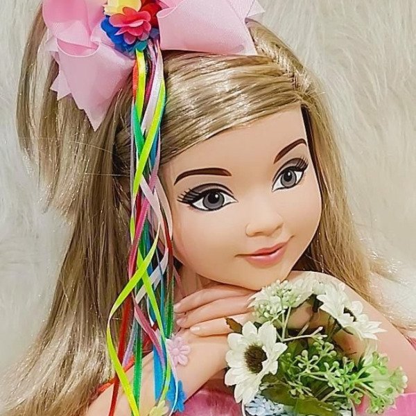 Laço Belli Bico de Pato Rosa Bebe Junino