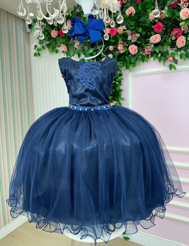 Vestido Enjoy Juvenil Helena Azul Marinho