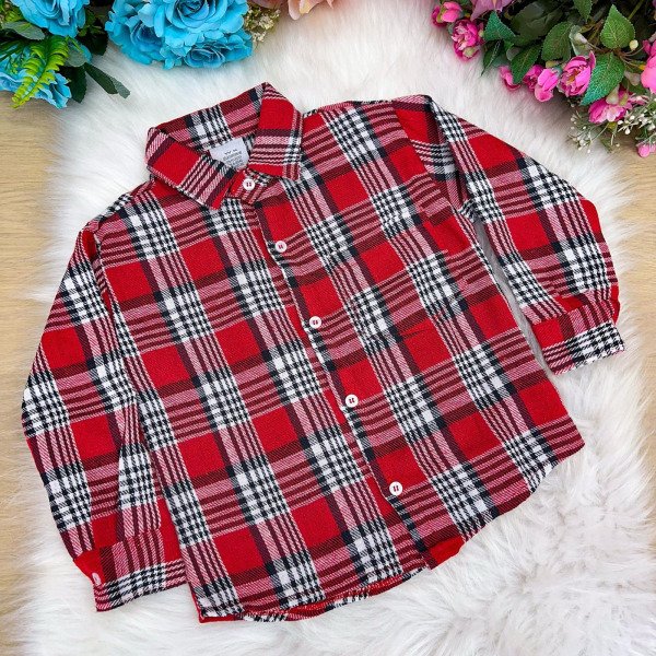 Camisa Junina Xadrez Flanela/Flanelada Isaac Vermelha