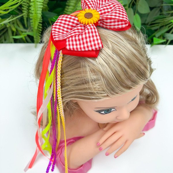 Laço Belli Bico de Pato Vermelho Xadrez Junino