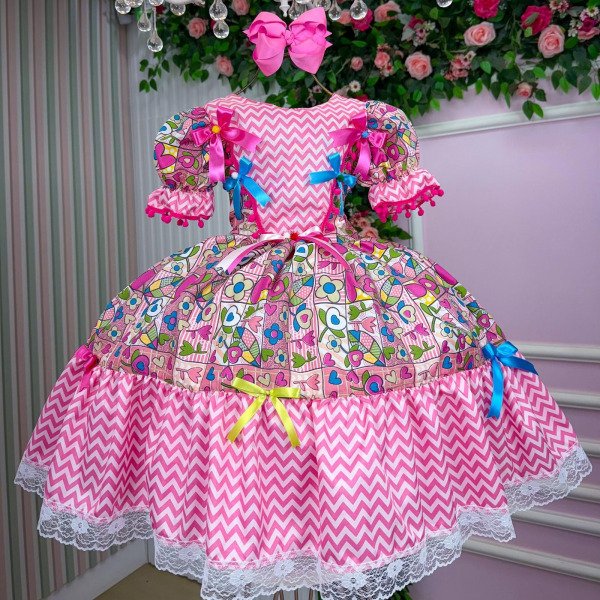 Vestido Marie Junino Quermesse de Luxo Pink