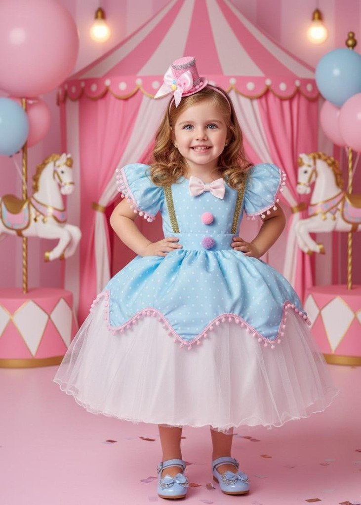 Vestido Princesa Belli Tematico Circo – Palhacinha