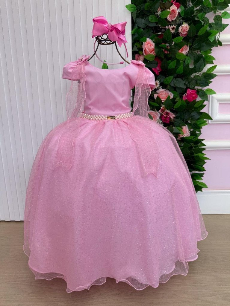 Vestido Banana Club Longo Diamante Rosa Chiclete