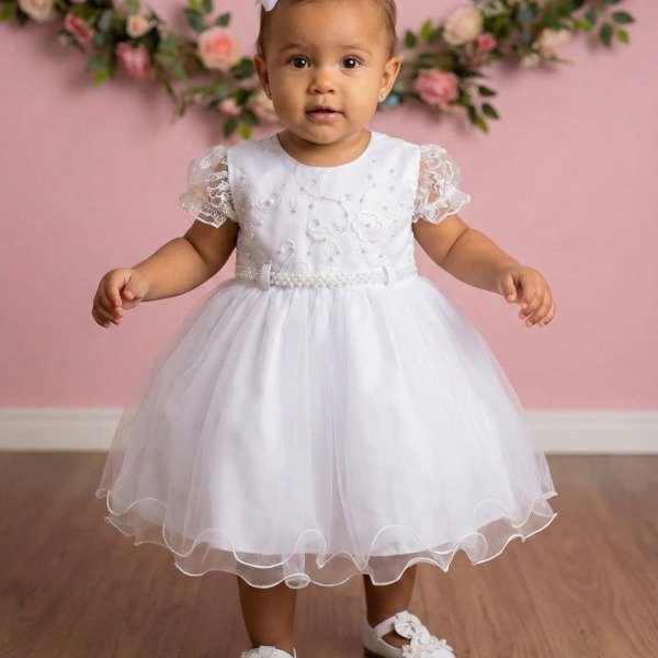 Vestido Menina Bonita Bebe Ana Sofia Branco