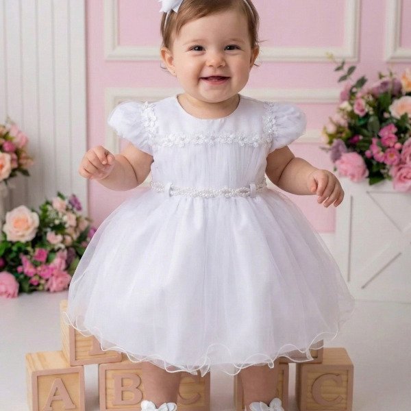 Vestido Menina Bonita Bebe Ana Livia Branco