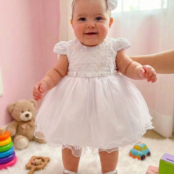 Vestido Menina Bonita Bebe Ana Flavia Branco
