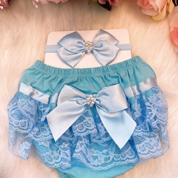 Kit Bunda Rica Azul Bebê/Calcinha