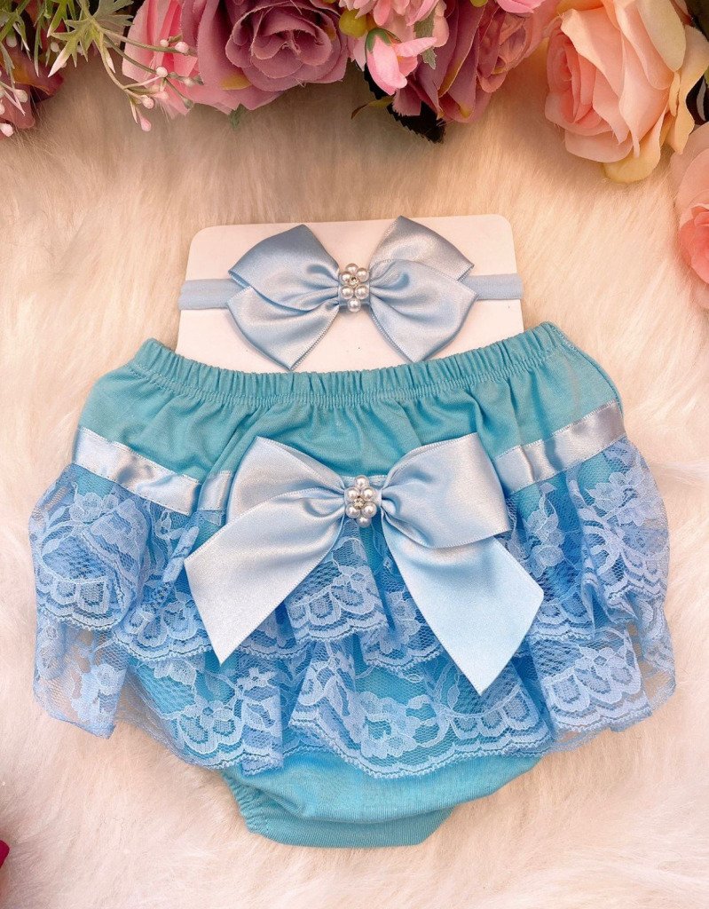 Kit Bunda Rica Azul Bebê/Calcinha