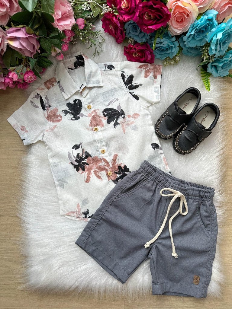 Conjunto Meninos Lucas Banana Club Shorts Camisa Off Florida