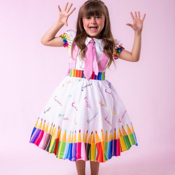 Vestido Marie Lapis Aquarela ABC Branco