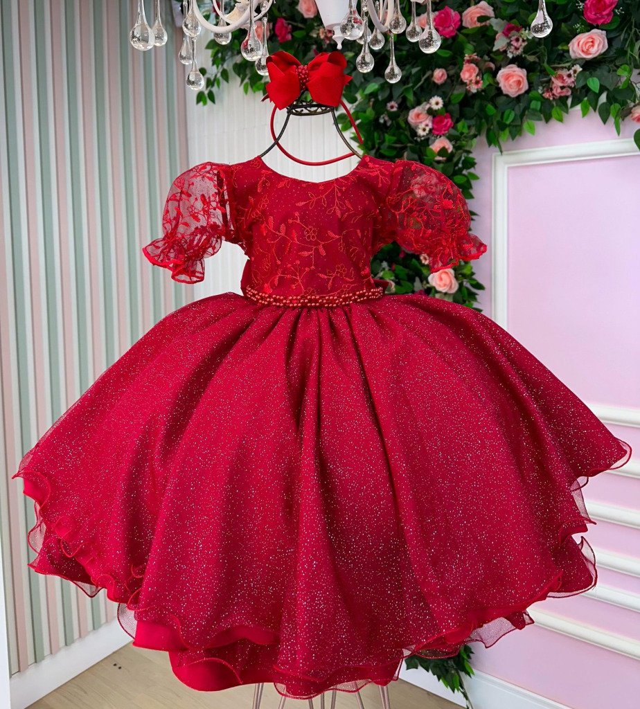 Vestido Bella Child Laize Vermelho Modelo 2
