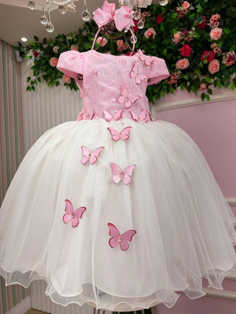 Vestido Juvenil – Midi Vila Lele Sabrina Rosa Bebe e Off