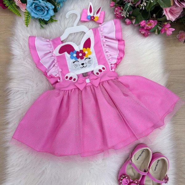 Romper/Vestido Princesa Belli Rosa Coelhinho