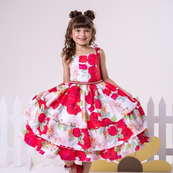 Vestido Giovanella/Giovanela Tres Marias Floral Vermelho Maria