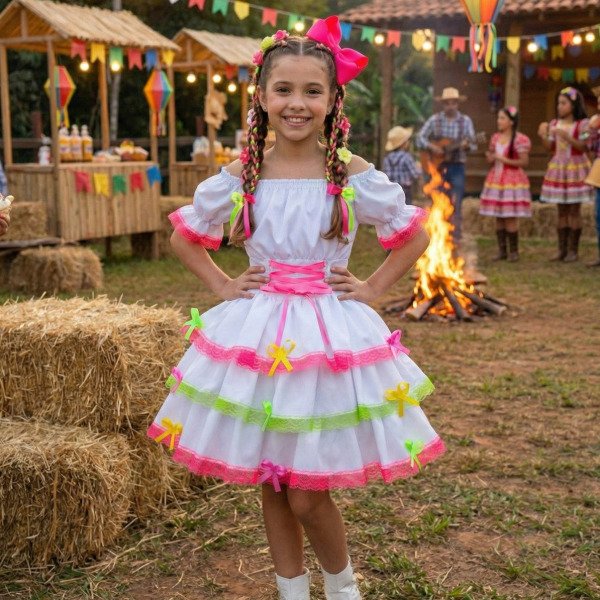 Vestido Junino Banana Club Luxo Noivinha do Sertão