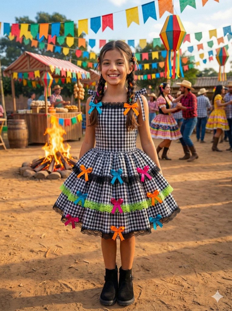 Vestido Banana Club Luxo Arraia do Chamego Preto