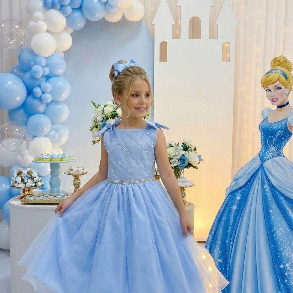 Vestido Marie Mariely Azul Bebe