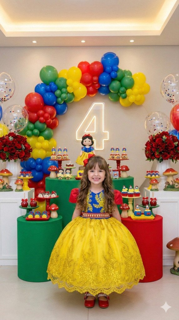 Vestido Marie Temático Realeza Branca De Neve