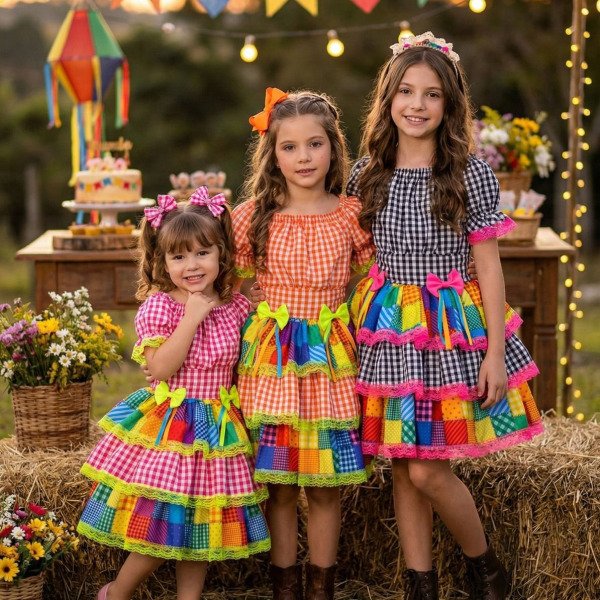Vestido Junino Banana Club Luxo Quermesse do Sertão