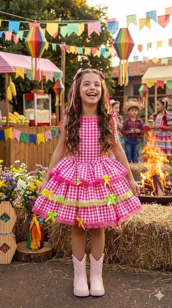 Vestido Banana Club Luxo Arraia do Chamego Pink