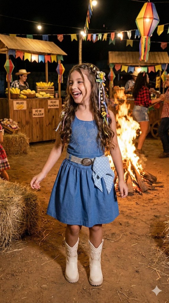 Vestido Blogueirinha Boiadeira do Sertão Jeans