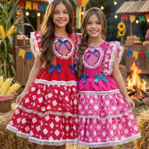 Vestido Bella Child Junino Quermesse do Coração