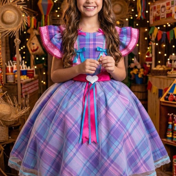 Vestido Marie Junino Quermesse do Interior Lilas