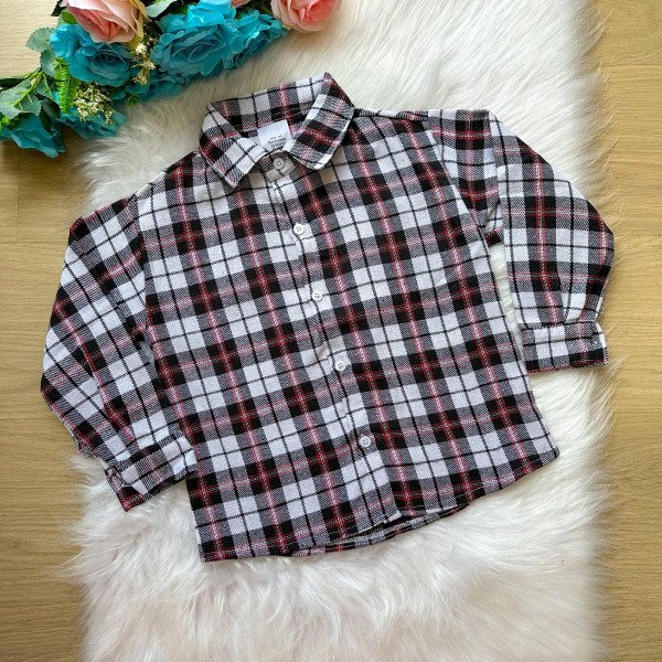 Camisa Xadrez Arthur Branca Flanela/Flanelada Junina