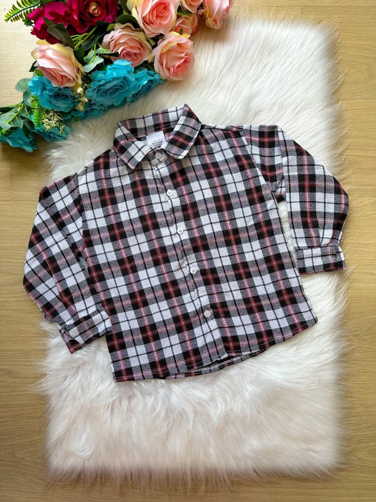 Camisa Xadrez Arthur Branca Flanela/Flanelada Junina