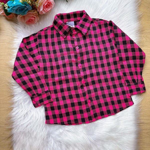 Camisa Xadrez Pink Flanela/Flanelada Junina Derik