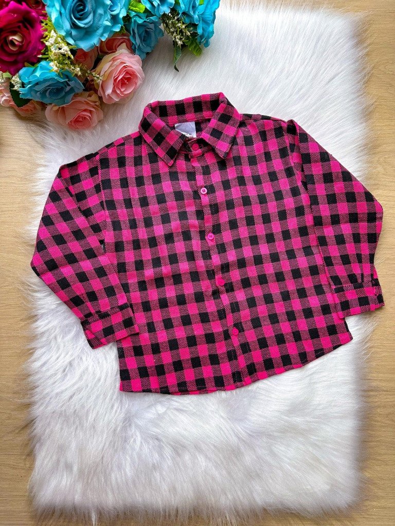 Camisa Xadrez Pink Flanela/Flanelada Junina Derik