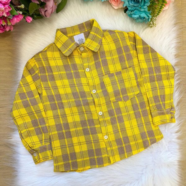 Camisa Xadrez Miguel Amarelo Flanela/Flanelada Junina