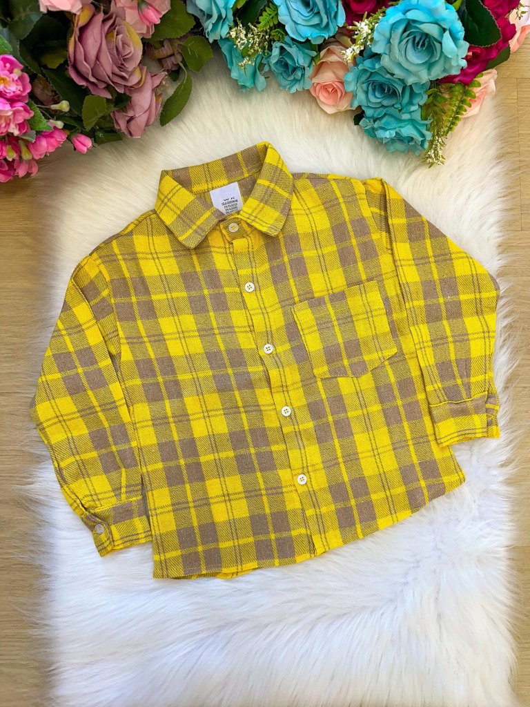 Camisa Xadrez Miguel Amarelo Flanela/Flanelada Junina