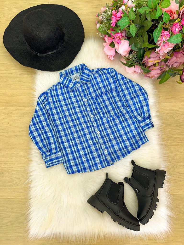 Camisa Xadrez Junina Sebastian Azul
