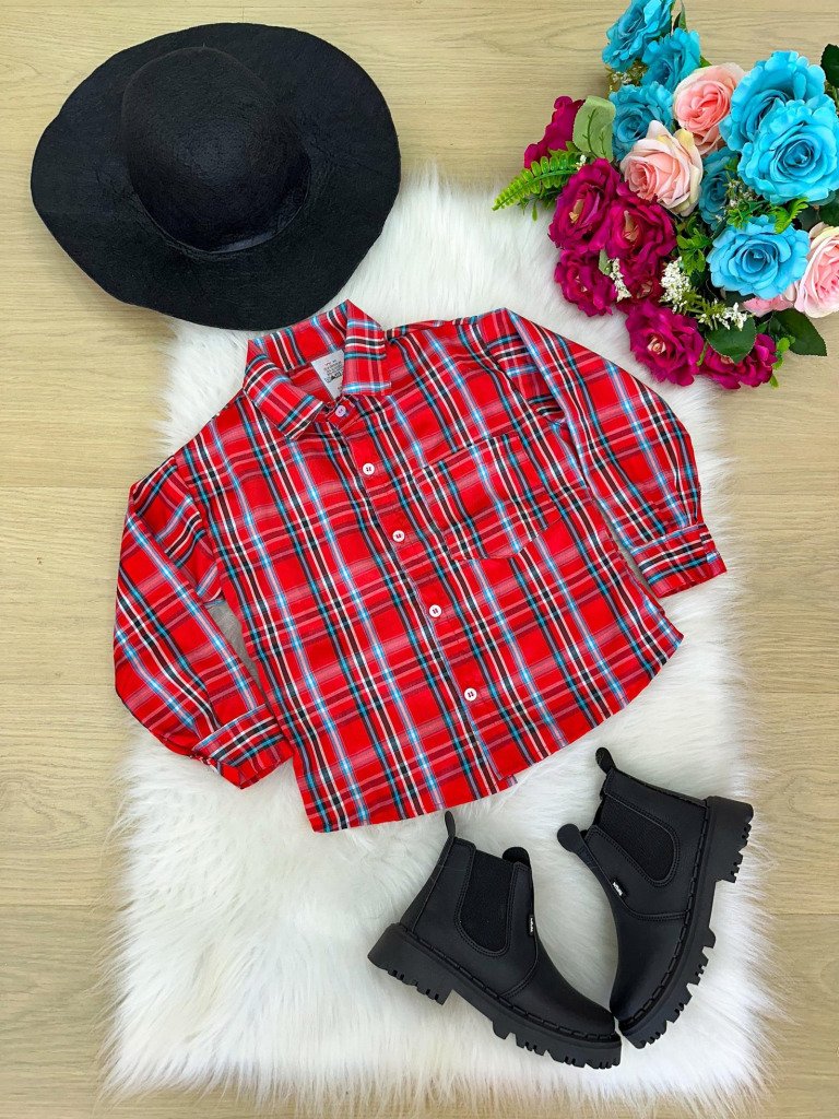 Camisa Xadrez Junina Pedro Vermelho