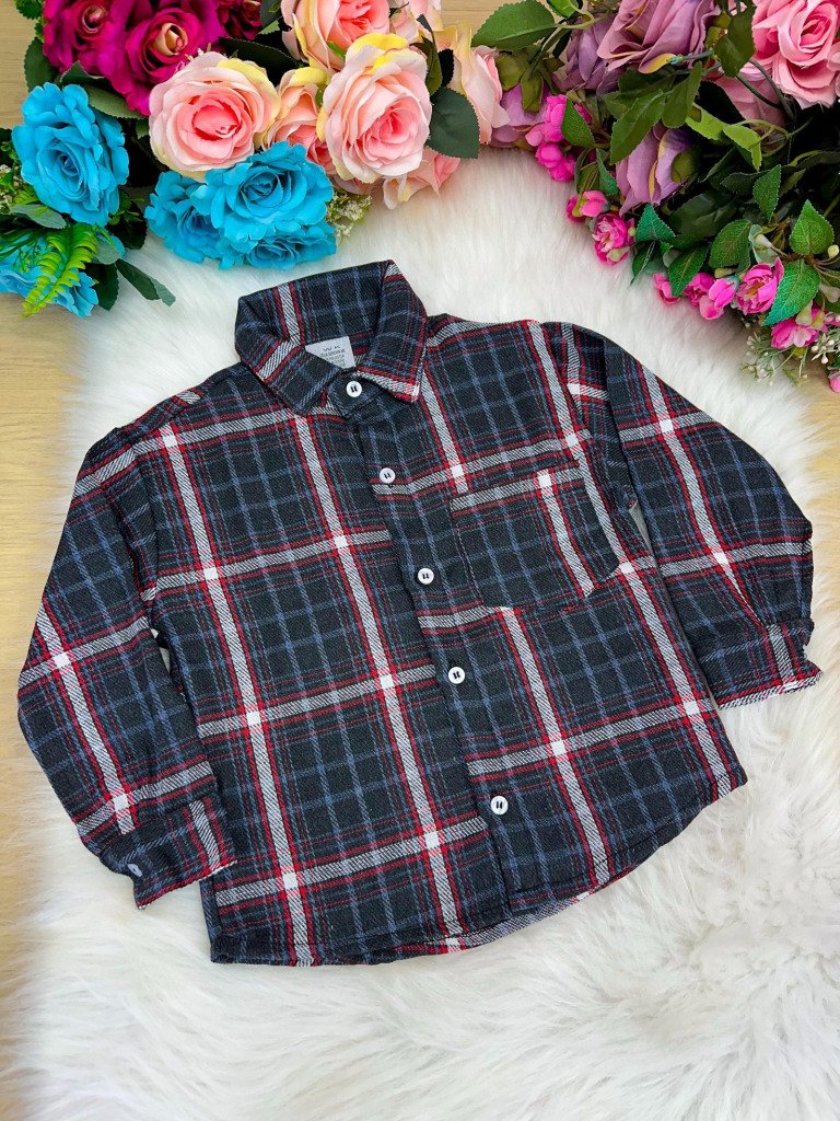 Camisa Junina Xadrez Flanela/Flanelada Jhonas Cinza