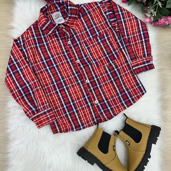 Camisa Xadrez Junina Moises Vermelho