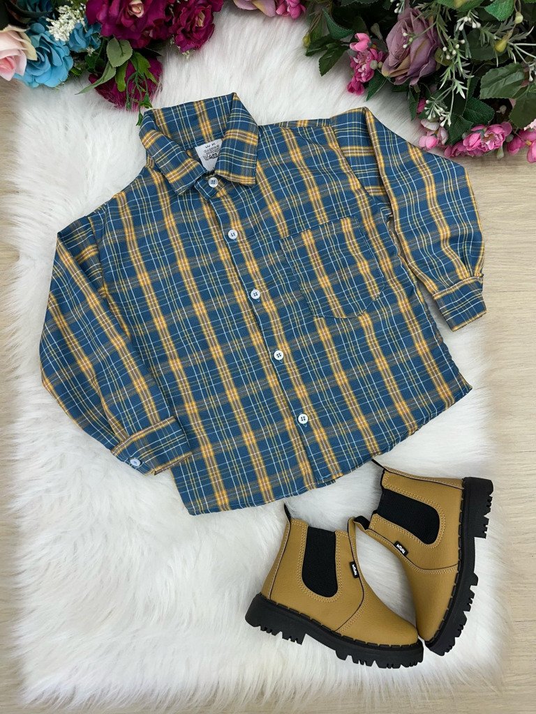 Camisa Xadrez Junina Maycon Verde e Amarelo
