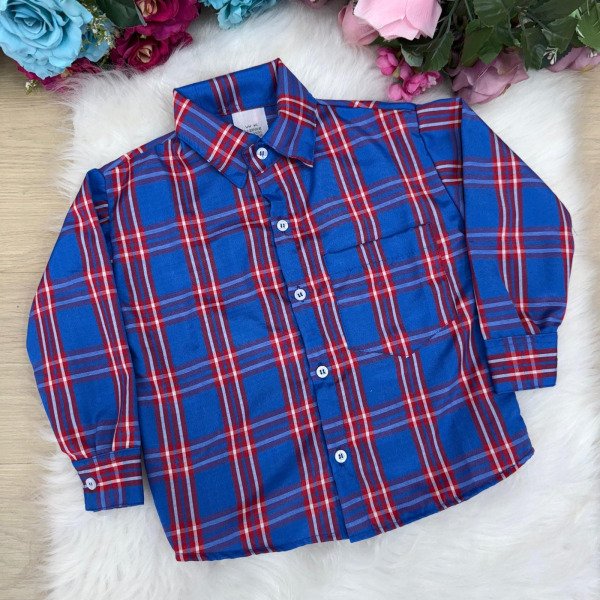 Camisa Xadrez Junina Juliano Azul Royal