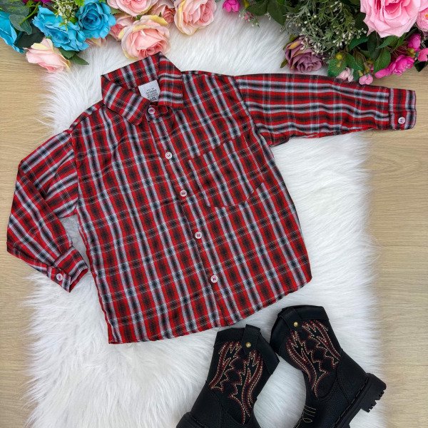 Camisa Xadrez Junina Estevão Vermelha
