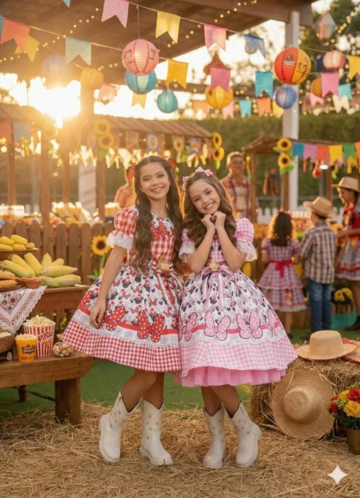 Vestido Junino Tematico Luxo Minnie