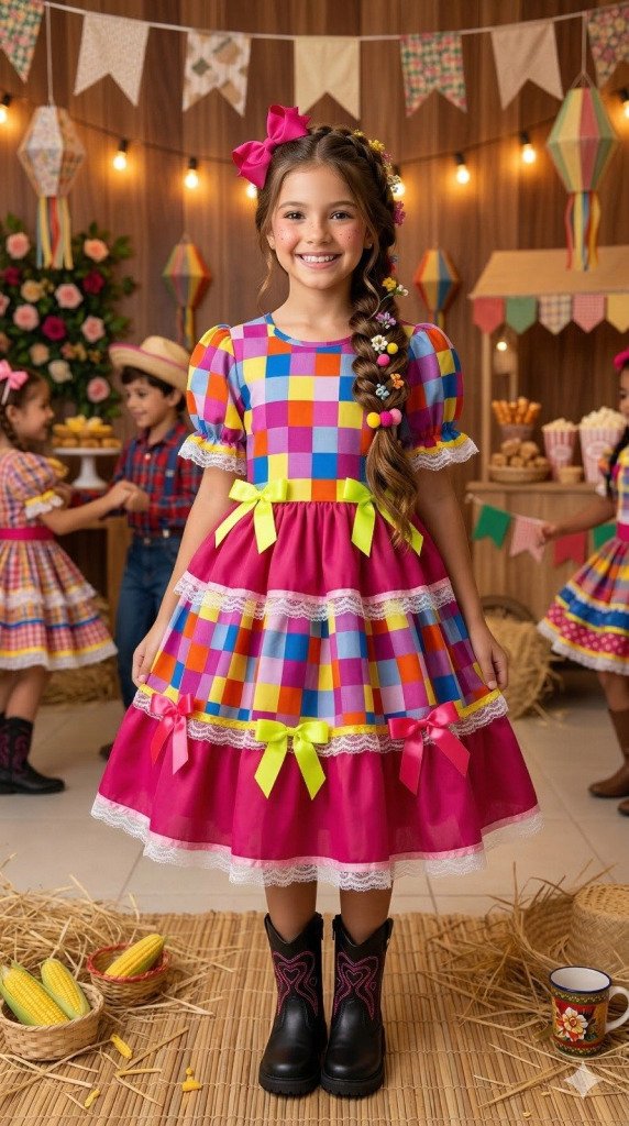 Vestido Junino Mimadine Luxo Amora