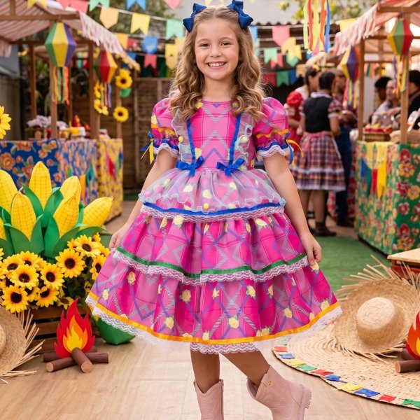 Vestido Bella Child Junino Quermesse Estrela do Arraiá