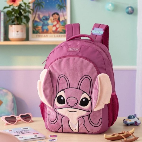 Mochila de Costa Angel Orelhinhas Pelucia Roxo