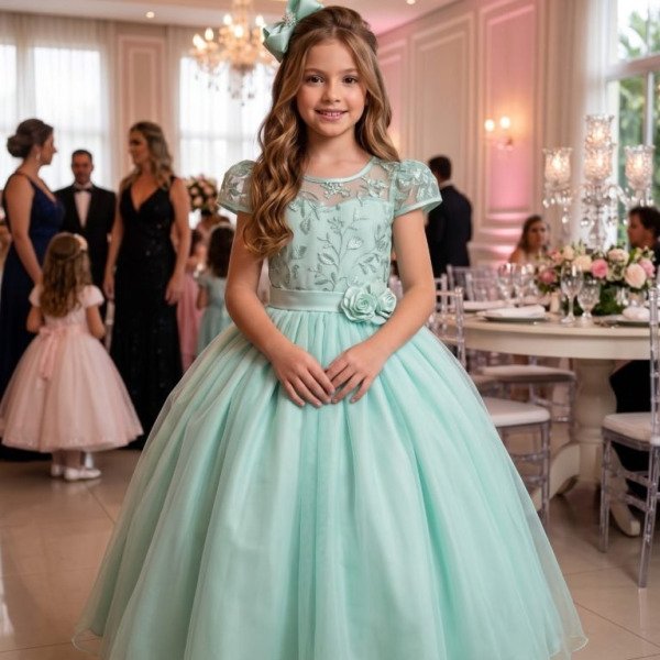 Vestido Mini Miss Longo Carol Verde Menta