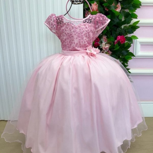 Vestido Mini Miss Longo Carol Rosa Bebe