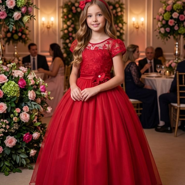 Vestido Mini Miss Longo Carol Vermelho