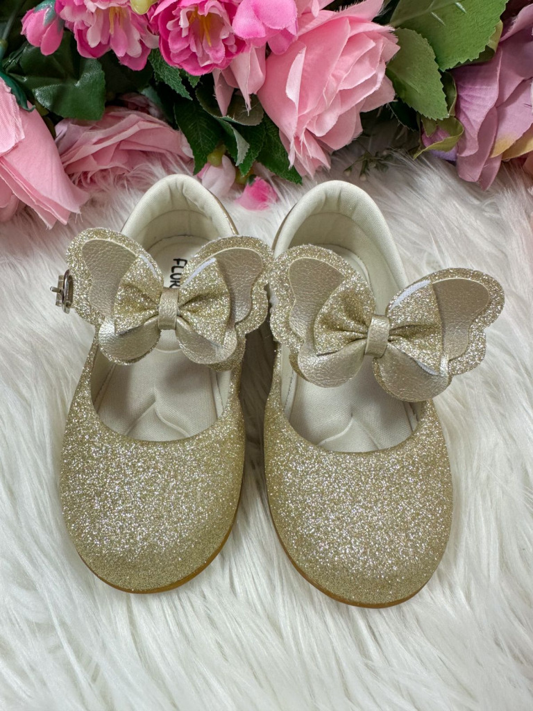 Sapatilha Flor Di MIla Baby Dourado Gliter