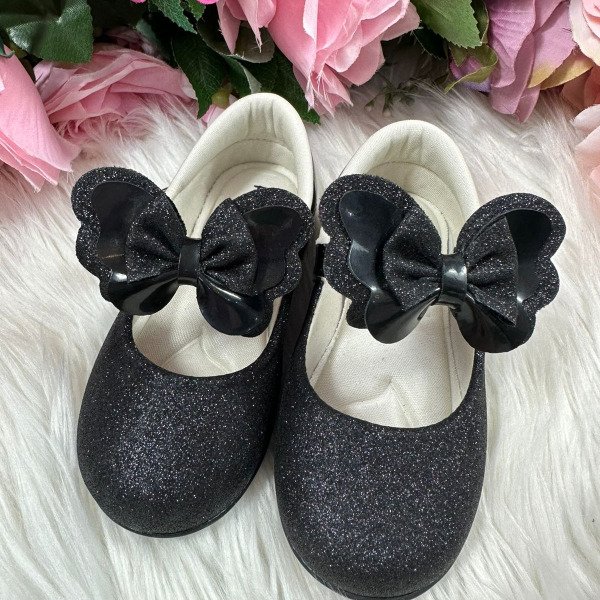 Sapatilha Flor Di MIla Baby Preto Gliter